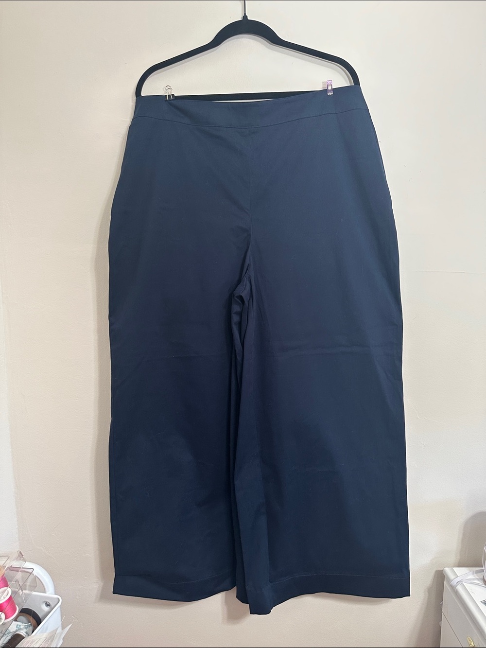 NWT Boden Navy Blue Wide Leg Cropped Trousers Plus Size US 16-18